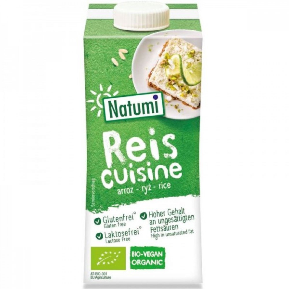 Natumi Bio Reis Cuisine 200ml                                                        CREMA LICHIDA  DE OREZ  8% GRASIME legume, supe, sosuri, mâncăruri, deserturi și prăjituri